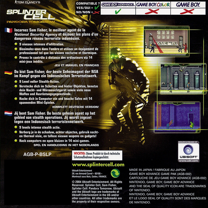 Tom Clancy's Splinter Cell - Pandora Tomorrow — box-2D-back (EU)