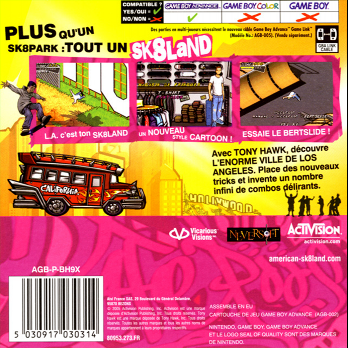Tony Hawk's American Sk8land — box-2D-back (FR)