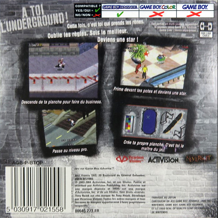 Tony Hawk's Underground — box-2D-back (FR)