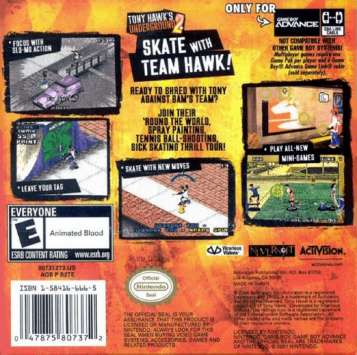 Tony Hawk's Underground 2 — box-2D-back (US)
