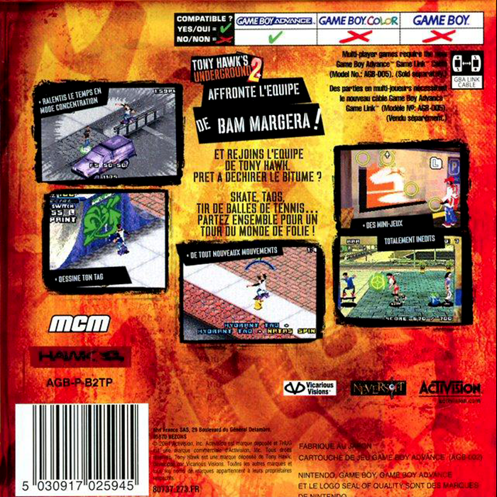 Tony Hawk's Underground 2 — box-2D-back (FR)