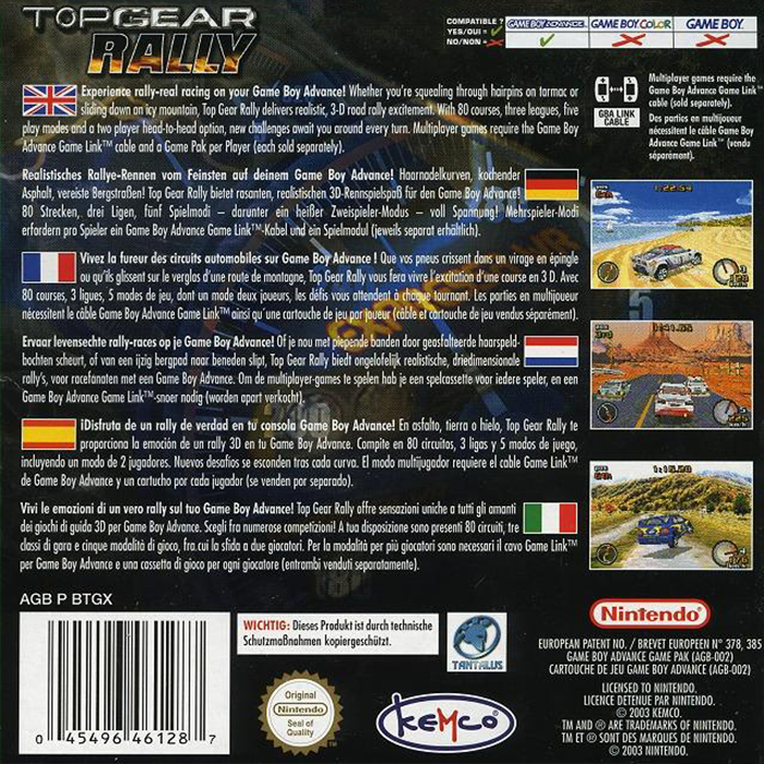 Top Gear Rally — box-2D-back (EU)