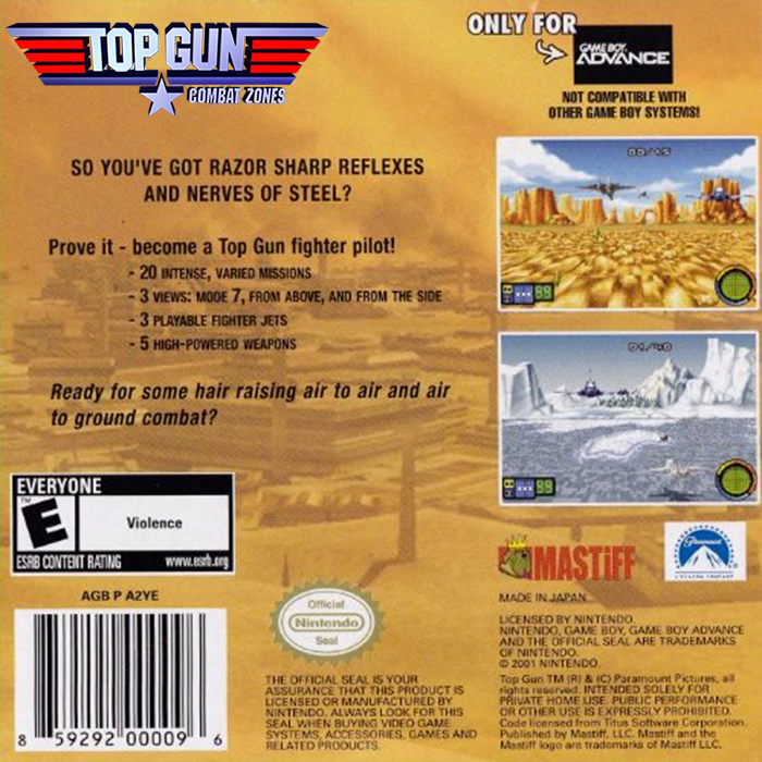Top Gun - Combat Zones — box-2D-back (US)