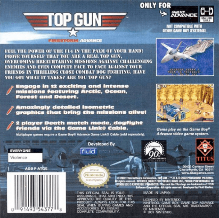 Top Gun - Firestorm Advance — box-2D-back (US)