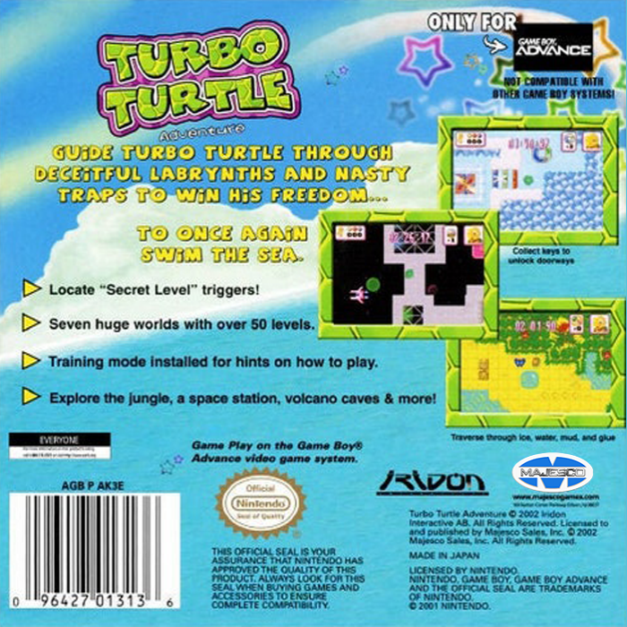 Turbo Turtle Adventure — box-2D-back (US)