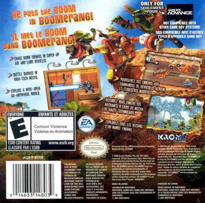 Ty The Tasmanian Tiger 2 - Bush Rescue — box-2D-back (US)