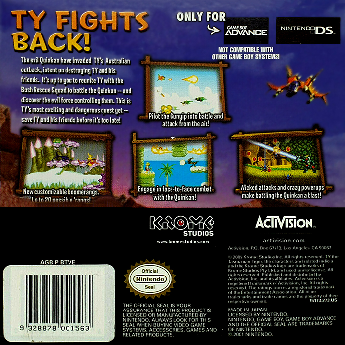 Ty The Tasmanian Tiger 3 - Night Of The Quinkan — box-2D-back (US)