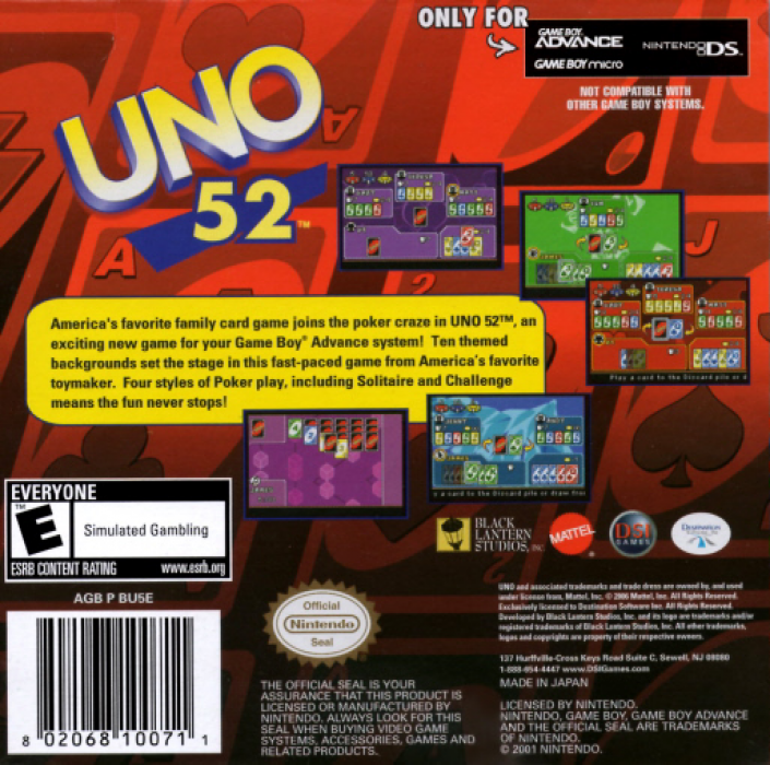 Uno 52 — box-2D-back (US)