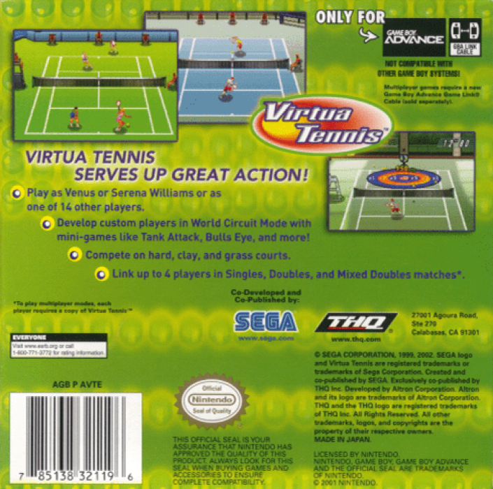 Virtua Tennis — box-2D-back (US)