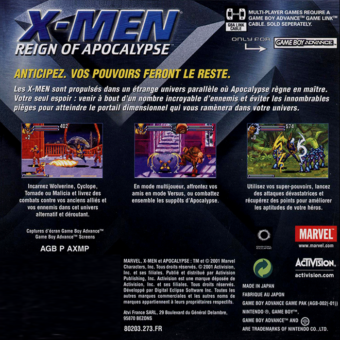 X-men - Reign Of Apocalypse — box-2D-back (FR)