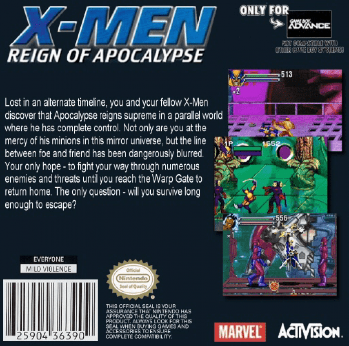 X-men - Reign Of Apocalypse — box-2D-back (US)