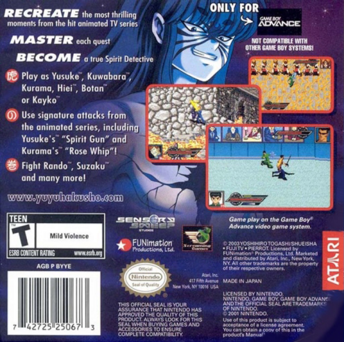 Yu Yu Hakusho - Ghost Files - Spirit Detective — box-2D-back (US)