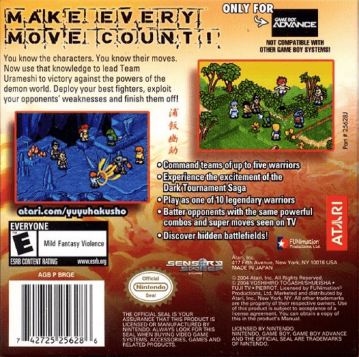 Yu Yu Hakusho - Ghost Files - Tournament Tactics — box-2D-back (US)