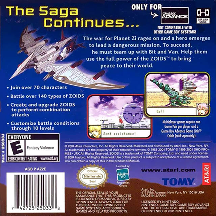 Zoids Legacy — box-2D-back (US)