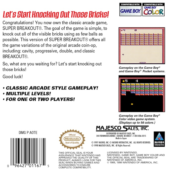 Super Breakout! — box-2D-back (US)