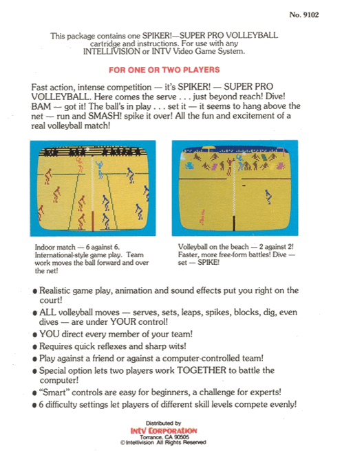 Spiker: Super Pro Volleyball — box-2D-back (WOR)