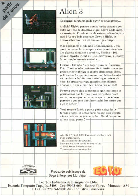 Alien 3 — box-2D-back (BR)