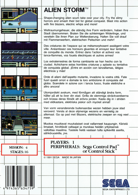 Alien Storm — box-2D-back (EU)