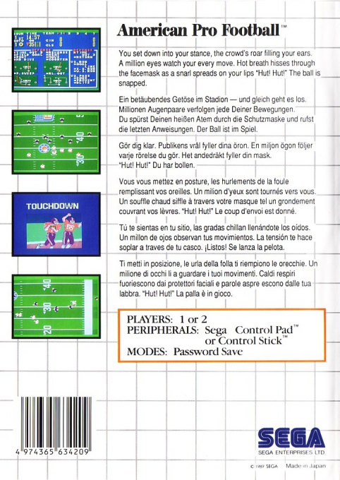 American Pro Football — box-2D-back (EU)