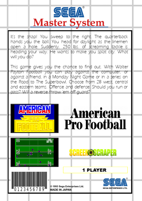 American Pro Football — box-2D-back (SS)