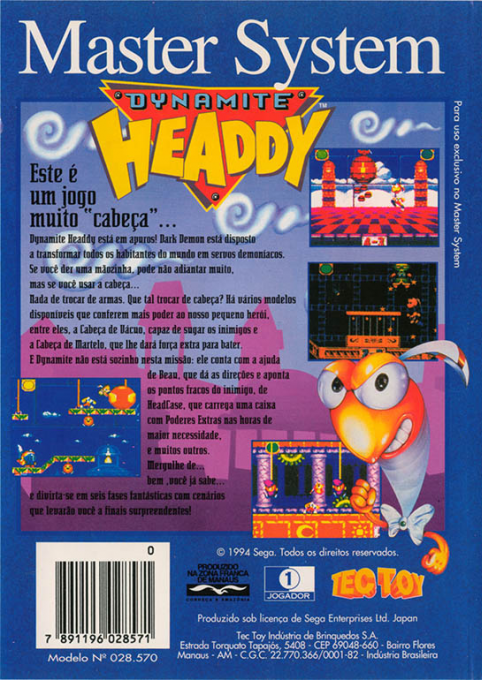 Dynamite Headdy — box-2D-back (BR)
