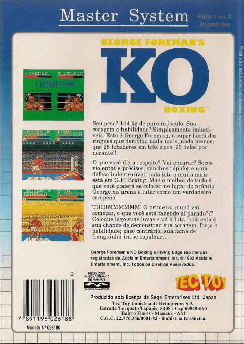 George Foreman's Ko Boxing — box-2D-back (BR)