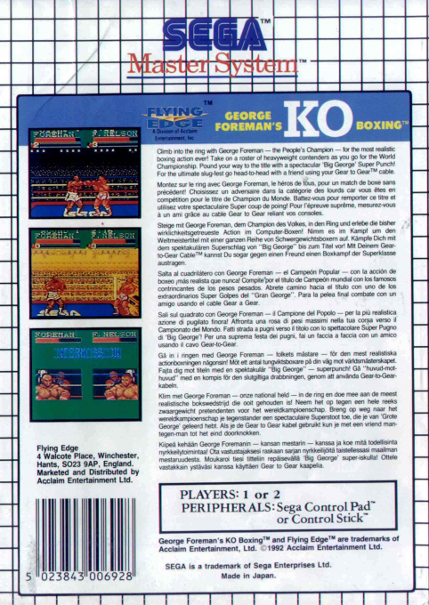 George Foreman's Ko Boxing — box-2D-back (EU)