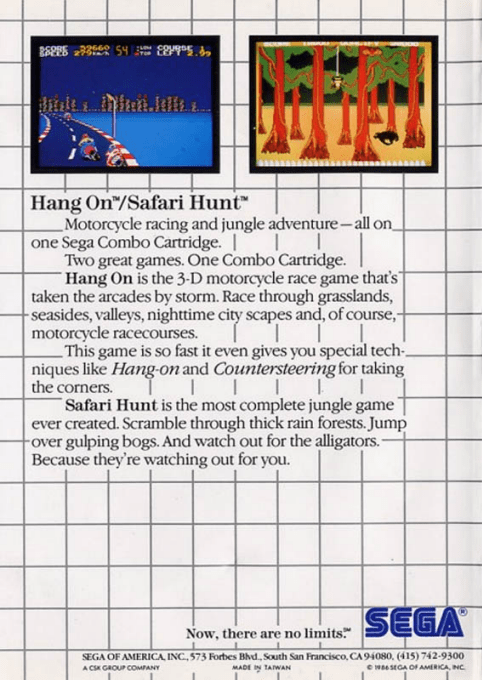 Hang On And Safari Hunt — box-2D-back (US)