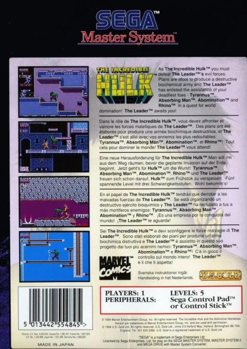 Incredible Hulk, The — box-2D-back (EU)
