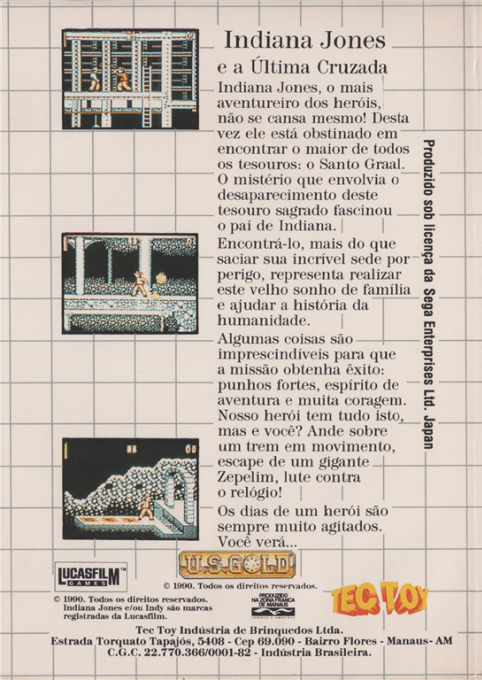 Indiana Jones and the Last Crusade - The Action Game — box-2D-back (BR)