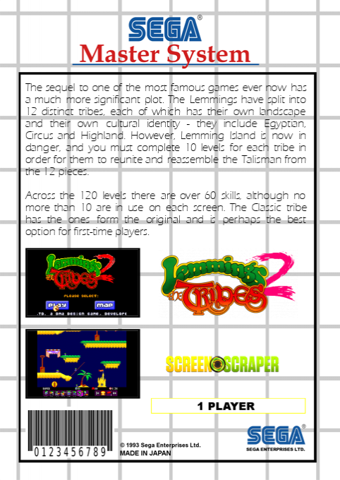 Lemmings 2 - The Tribes — box-2D-back (SS)