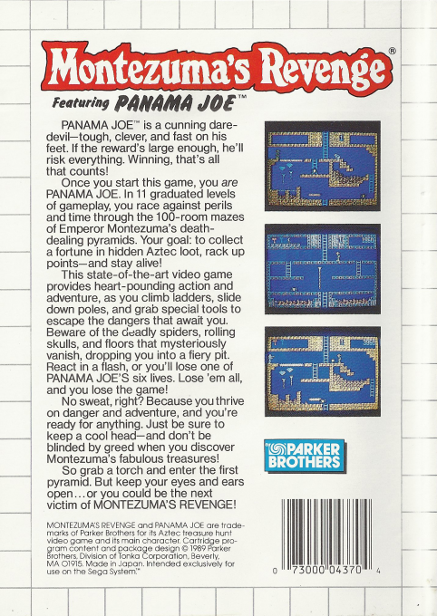 Montezuma's Revenge — box-2D-back (US)
