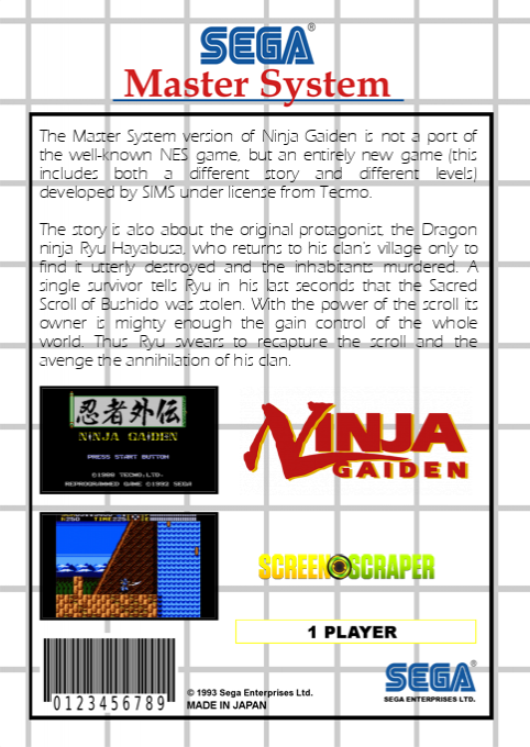 Ninja Gaiden — box-2D-back (SS)