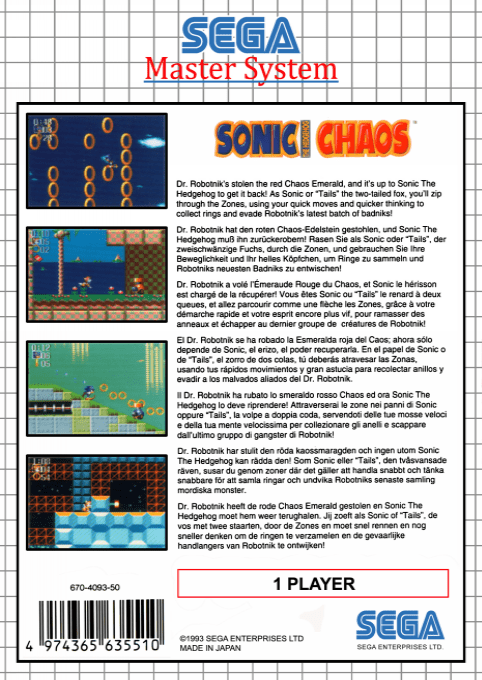 Sonic Chaos — box-2D-back (EU)