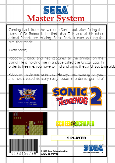 Sonic The Hedgehog 2 — box-2D-back (SS)