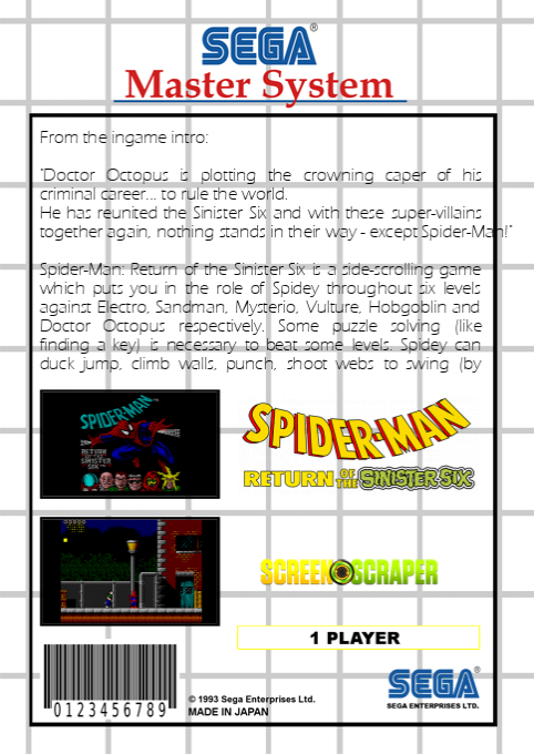 Spider-man - Return Of The Sinister Six — box-2D-back (SS)