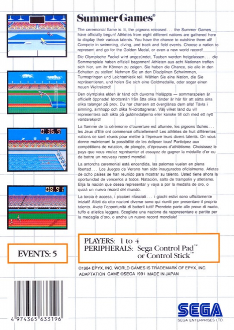 Summer Games — box-2D-back (EU)