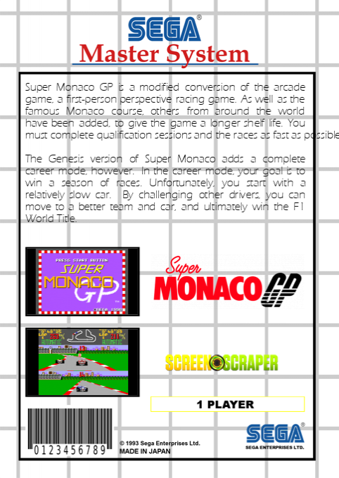 Super Monaco Gp — box-2D-back (SS)