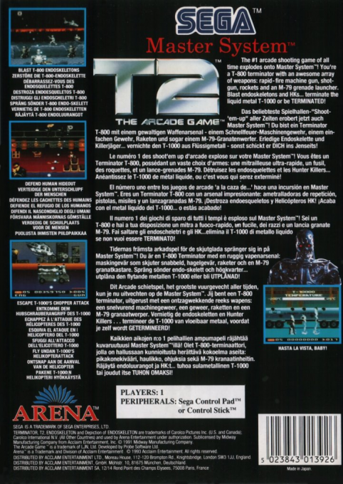 T2 - The Arcade Game — box-2D-back (EU)