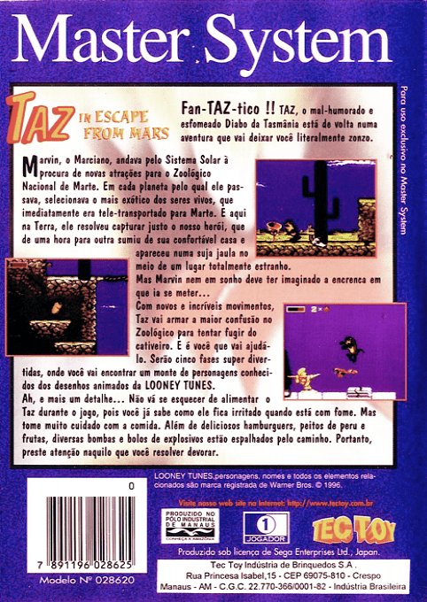 Taz In Escape From Mars — box-2D-back (BR)