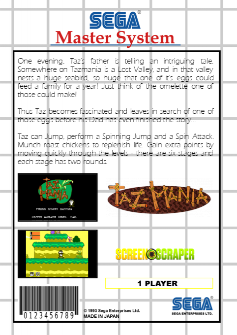 Taz-mania — box-2D-back (SS)