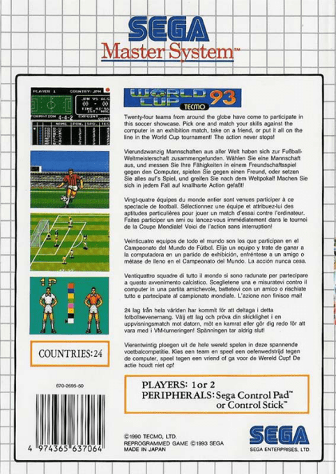 Tecmo World Cup '93 — box-2D-back (EU)