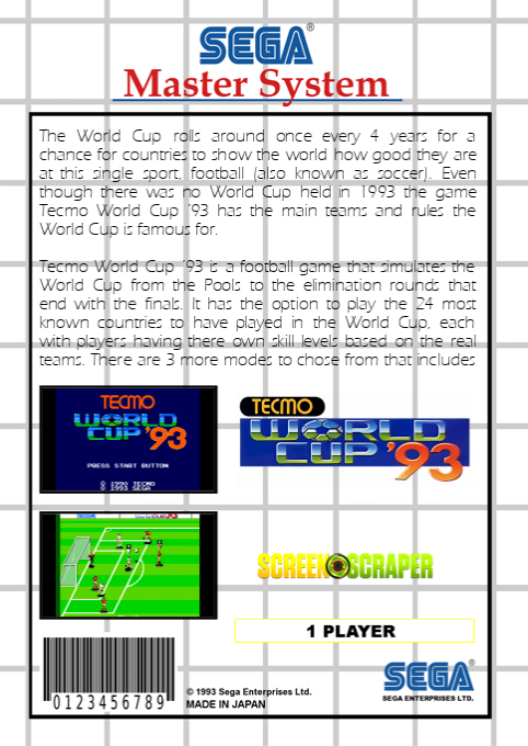 Tecmo World Cup '93 — box-2D-back (SS)