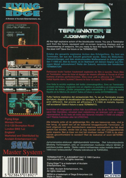 Terminator 2 - Judgment Day — box-2D-back (EU)