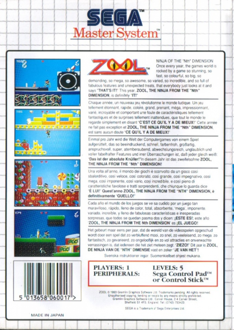 Zool - Ninja of the “Nth” Dimension — box-2D-back (EU)