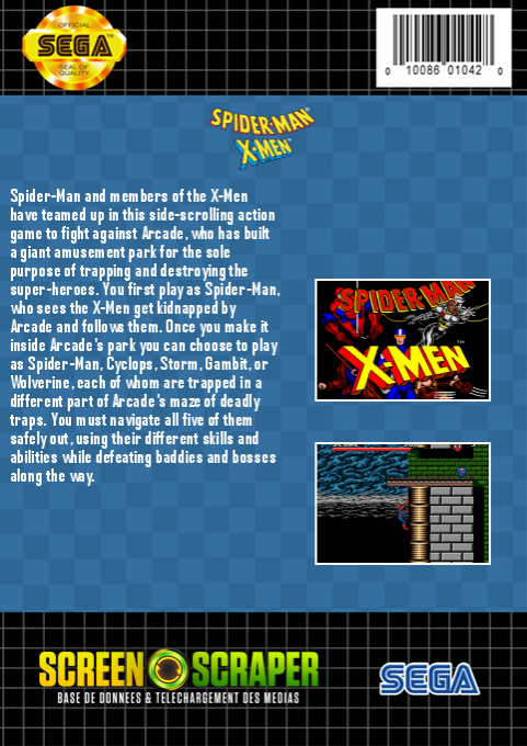 Spider-man And The X-men - Arcade's Revenge — box-2D-back (SS)