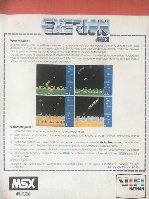 Exerion — box-2D-back (FR)