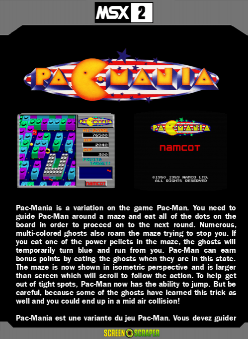 Pac-mania — box-2D-back (SS)