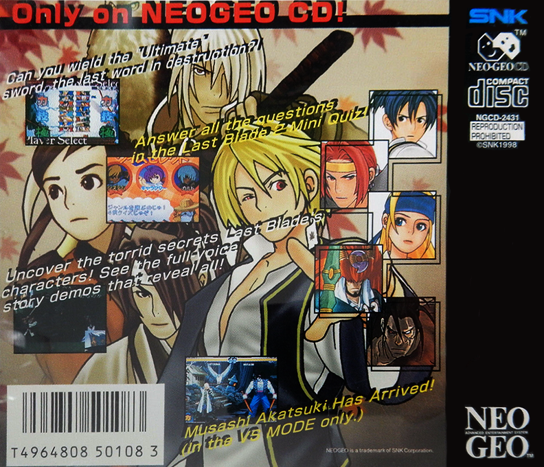 Last Blade 2 - Heart Of The Samurai, The — box-2D-back (WOR)
