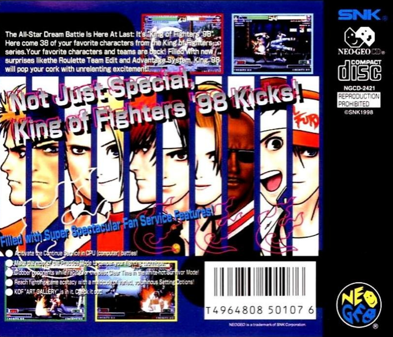 King Of Fighters '98 - Dream Match Never Ends, The — box-2D-back (WOR)